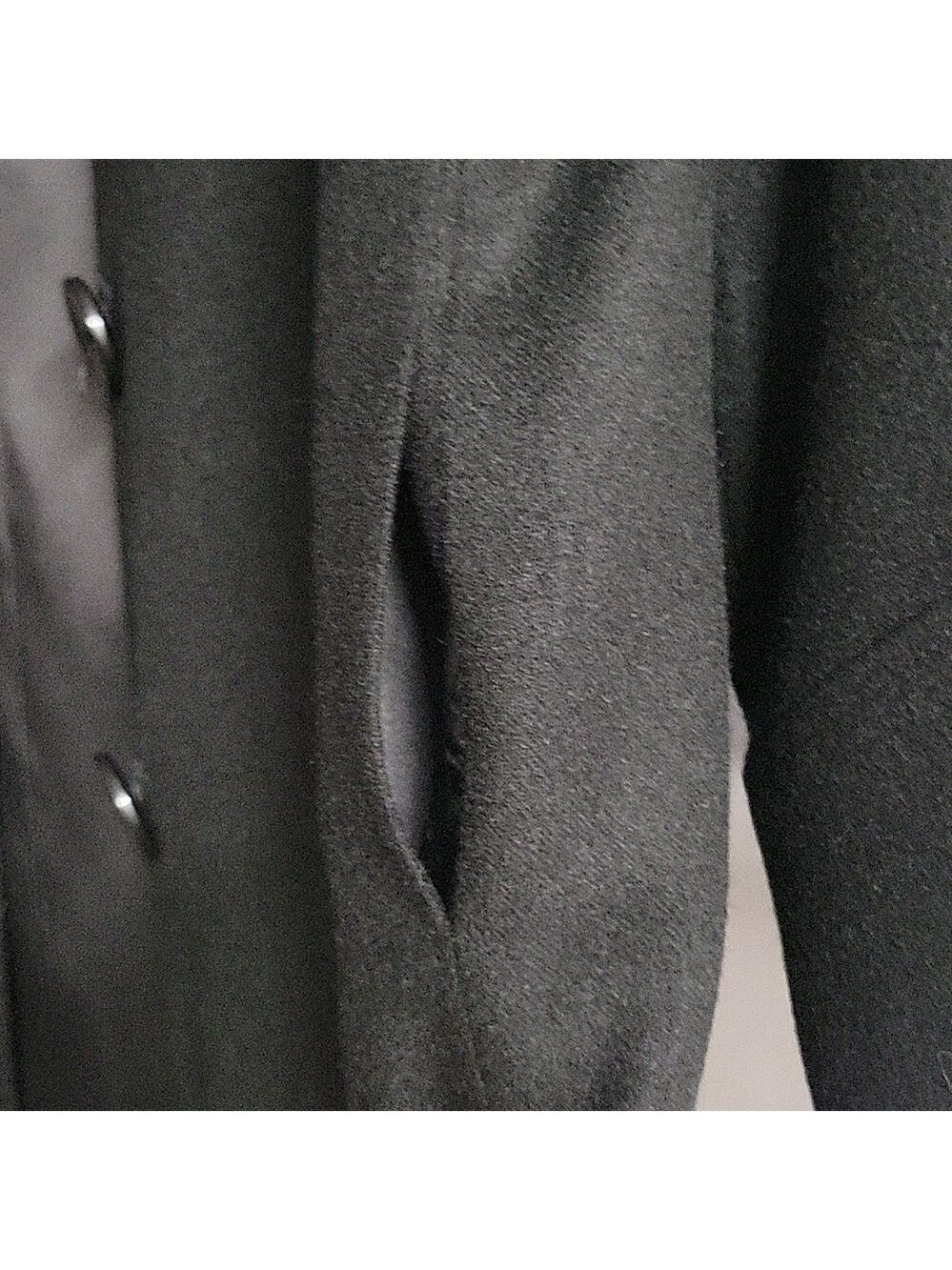 Women's Braefair Vintage Black Wool Mix Overcoat, Size 12 - Picture 12 of 16